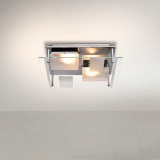 Lynn Chrome 2-light Square Frosted Glass Flush Mount Ceiling Light