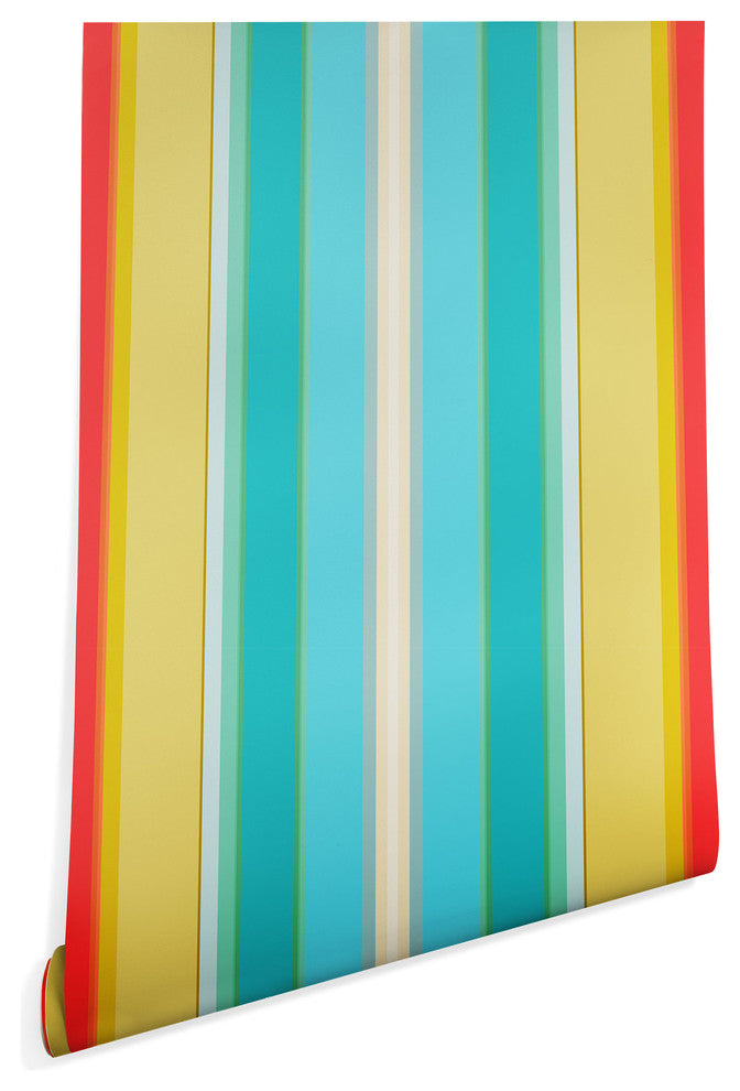 Deny Designs Sharon Turner deckchair stripe Wallpaper, Blue, 2'x4'