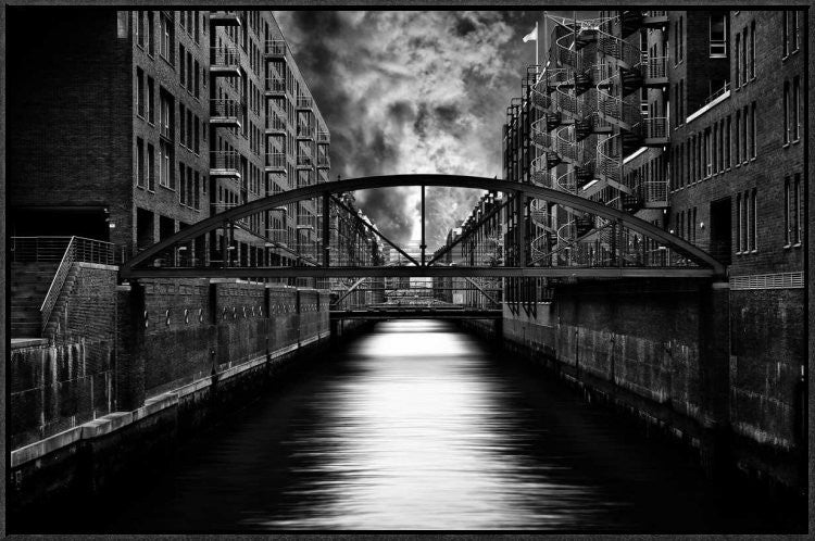 "The Other Side Of Hamburg" Framed Canvas Giclee by Stefan Eisele, 31x21"