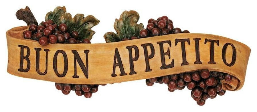 Italian Buon Appetito Kitchen Grapes Sculptural Wall Plaque Decor