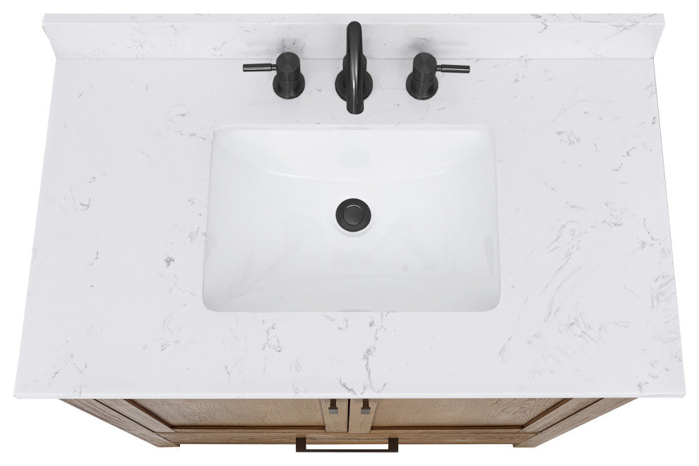 Modero Vanity Combo With Cala White Top, Brushed Oak, 36", Single Sink