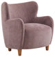 GDF Studio Wingback Fabric Accent Chair With Solid Birch Legs, Pinkish Purple