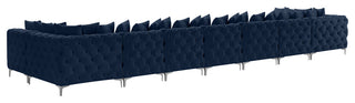 Tremblay Velvet Upholstered 9-Piece Modular U-Shaped Sectional, Navy