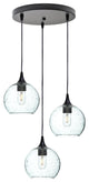 3 Pendant Cascade Chandelier, Eco Clear, Matte Black, 4 Watt