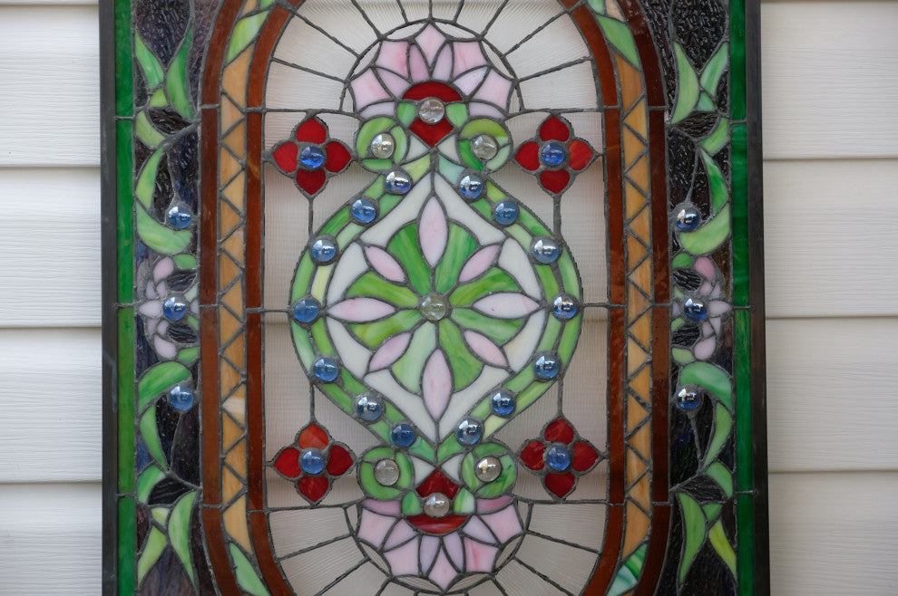 20" x 34.25" Large Handcrafted glass window panel QA154