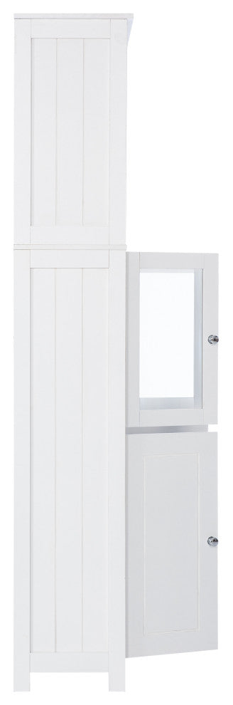 64" Wood 4-door Bathroom Cabinet with Adjustable Shelves