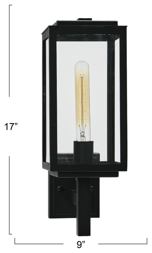 Robert Stevenson Lighting Addison Metal and Glass Outdoor Light, Textured Black