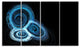 Blue Spiral Nebula on Black, Abstract Wall Art Canvas, 48"x28", 4 Panels