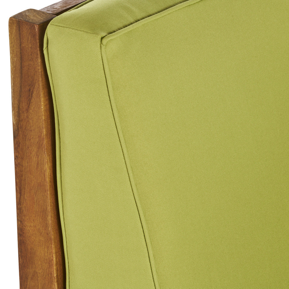 GDF Studio Judith Outdoor 9 Seater Sectional Sofa Set With Cushion, Teak/Green