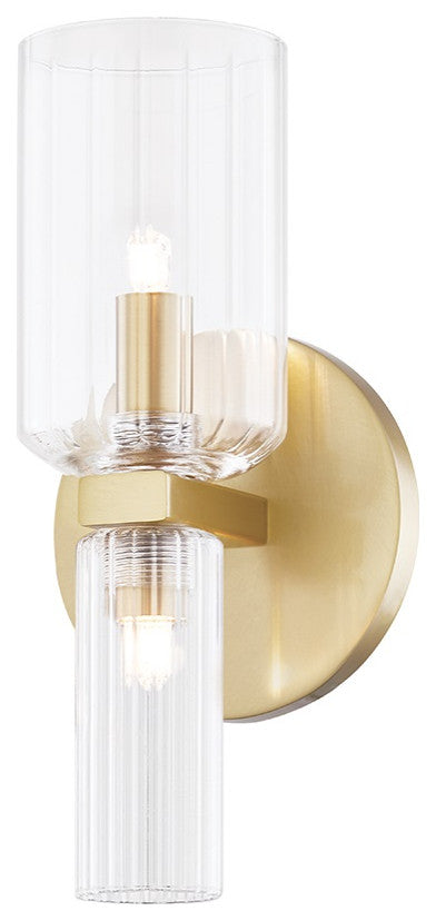 Tabitha 1-Light Bath Bracket, Aged Brass, Clear