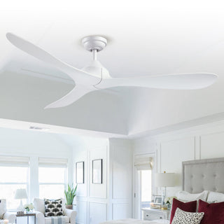 56" Modern Propeller Ceiling Fan with Remote Control and DC Reversible Motor, White