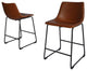Maklaine Bronze Faux Leather 24" Counter Height Chairs w/ Black Legs (Set of 2)