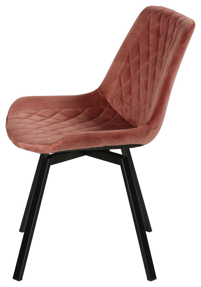 Cortesi Home Milani Swivel Dining Chairs, Blush Pink Velvet, Set of 2