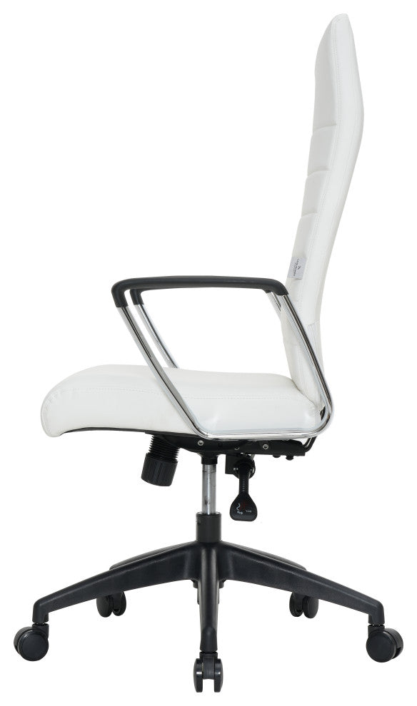LeisureMod Hilton Modern High Back Leather Conference Office Chair, White