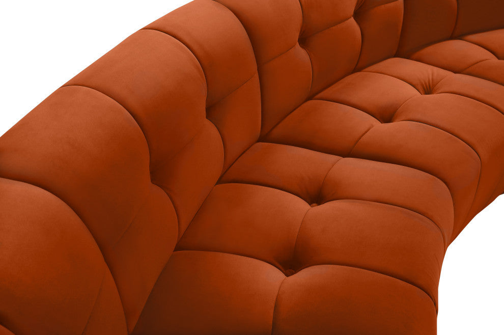 Limitless Velvet Upholstered 5-Piece Modular Sectional, Cognac