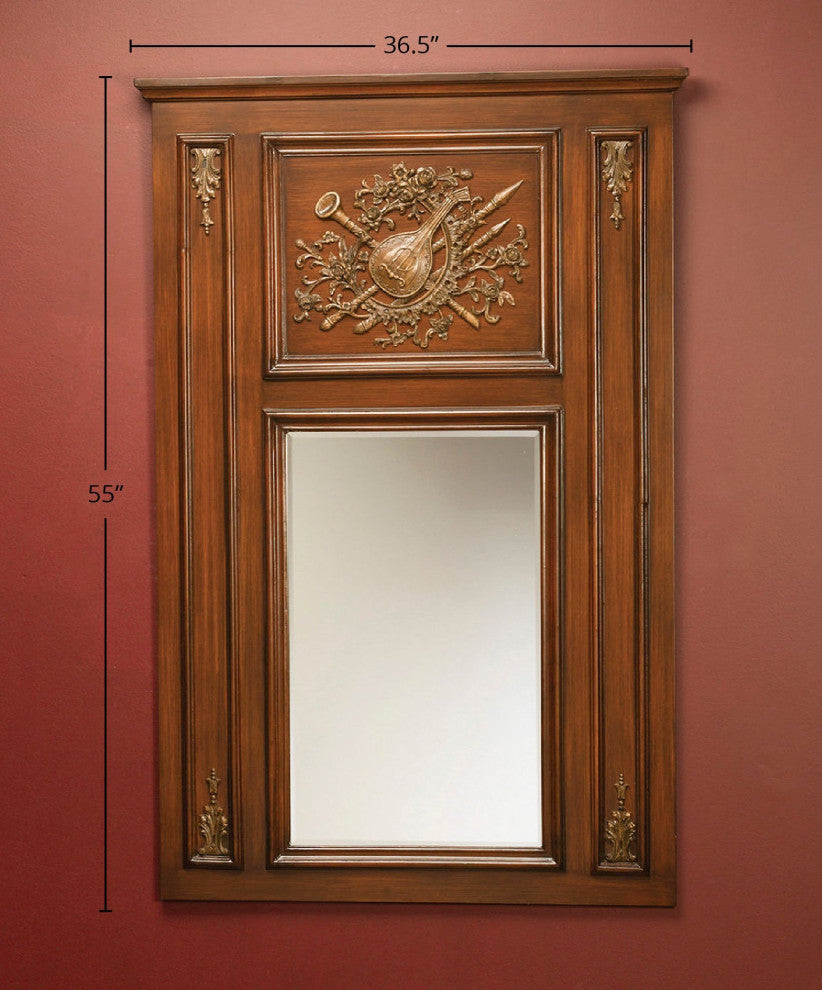 Folkston Wooden Trumeau Accent Mirror, Brown