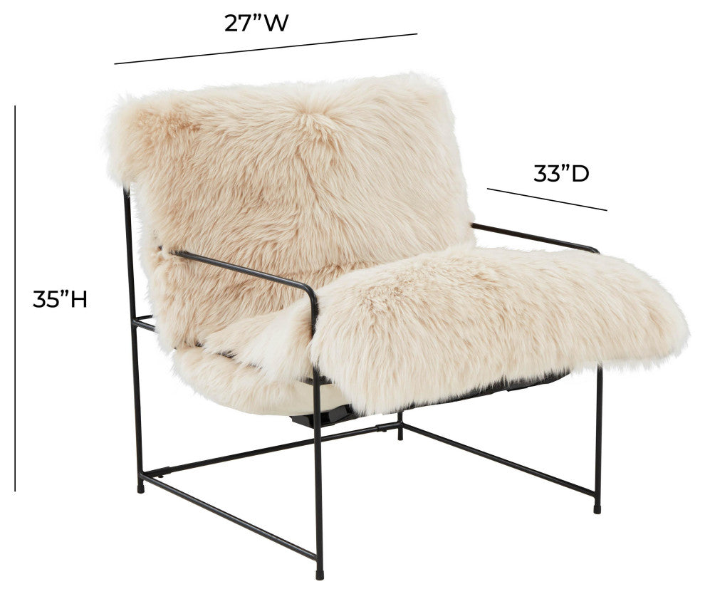 Kimi Genuine Sheepskin Chair, Fluffy Accent Chair