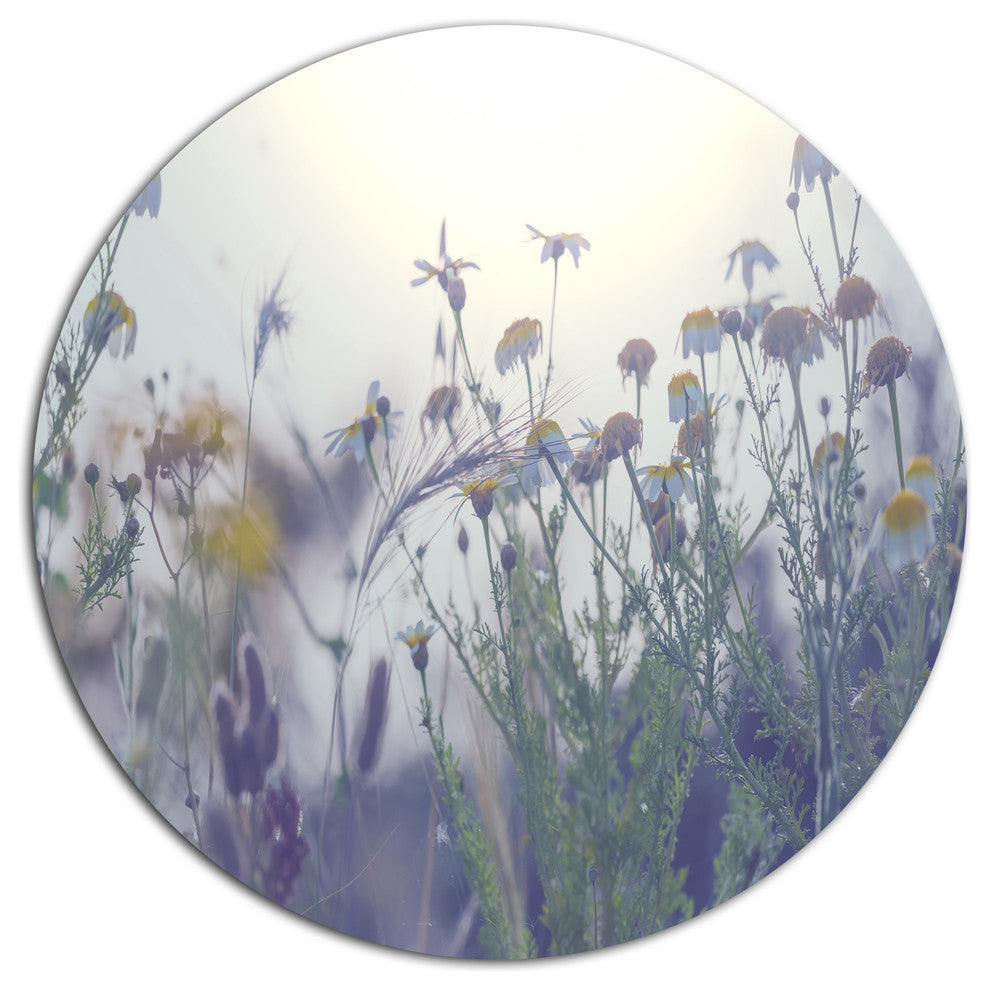 Summer Flowers In Foggy Light, Flower Round Metal Wall Art, 11"