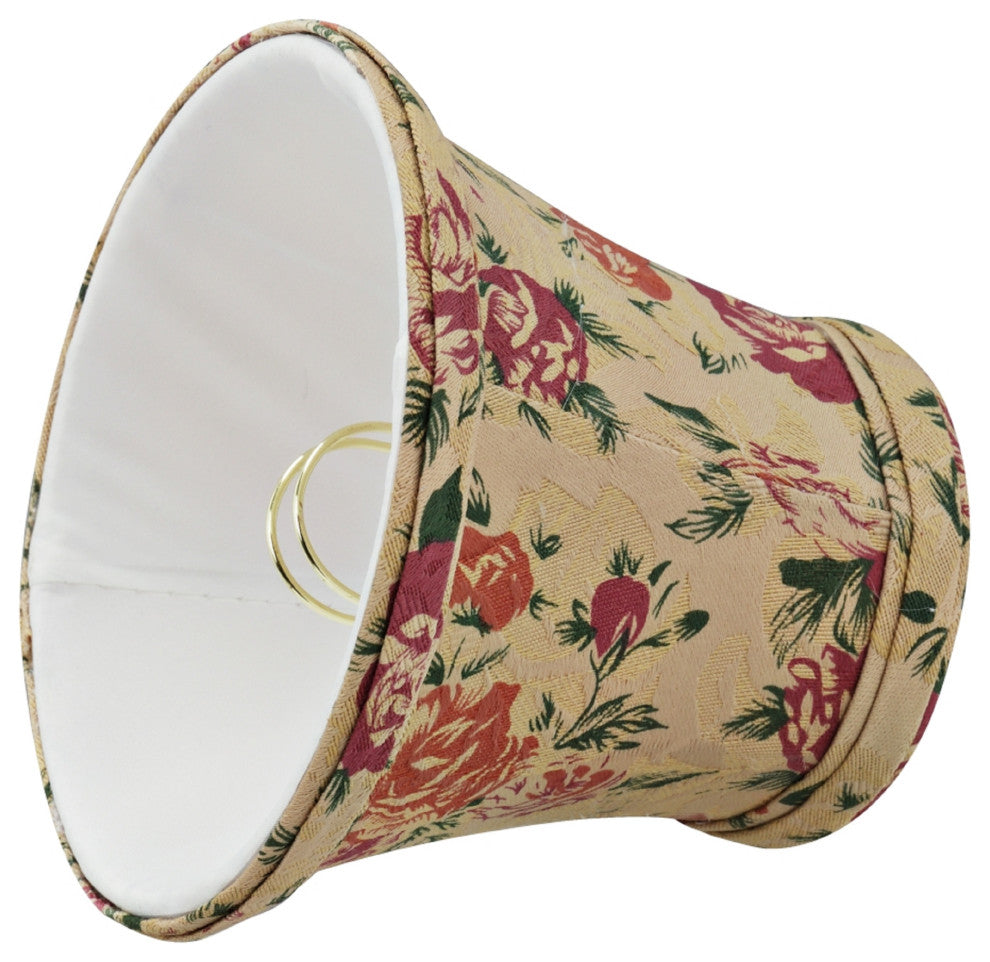 30005-6 Small Bell  Chandelier Clip On Lamp Shade Floral Print 3"x5"x4"