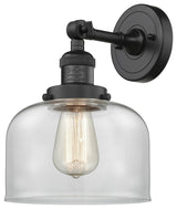 Large Bell 1-Light LED Sconce, Matte Black, Glass: Clear