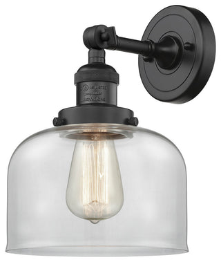 Large Bell 1-Light LED Sconce, Matte Black, Glass: Clear