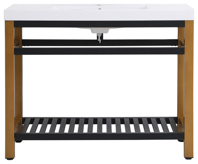 Home Living Single Bathroom Metal Vanity, Golden Black, 42"
