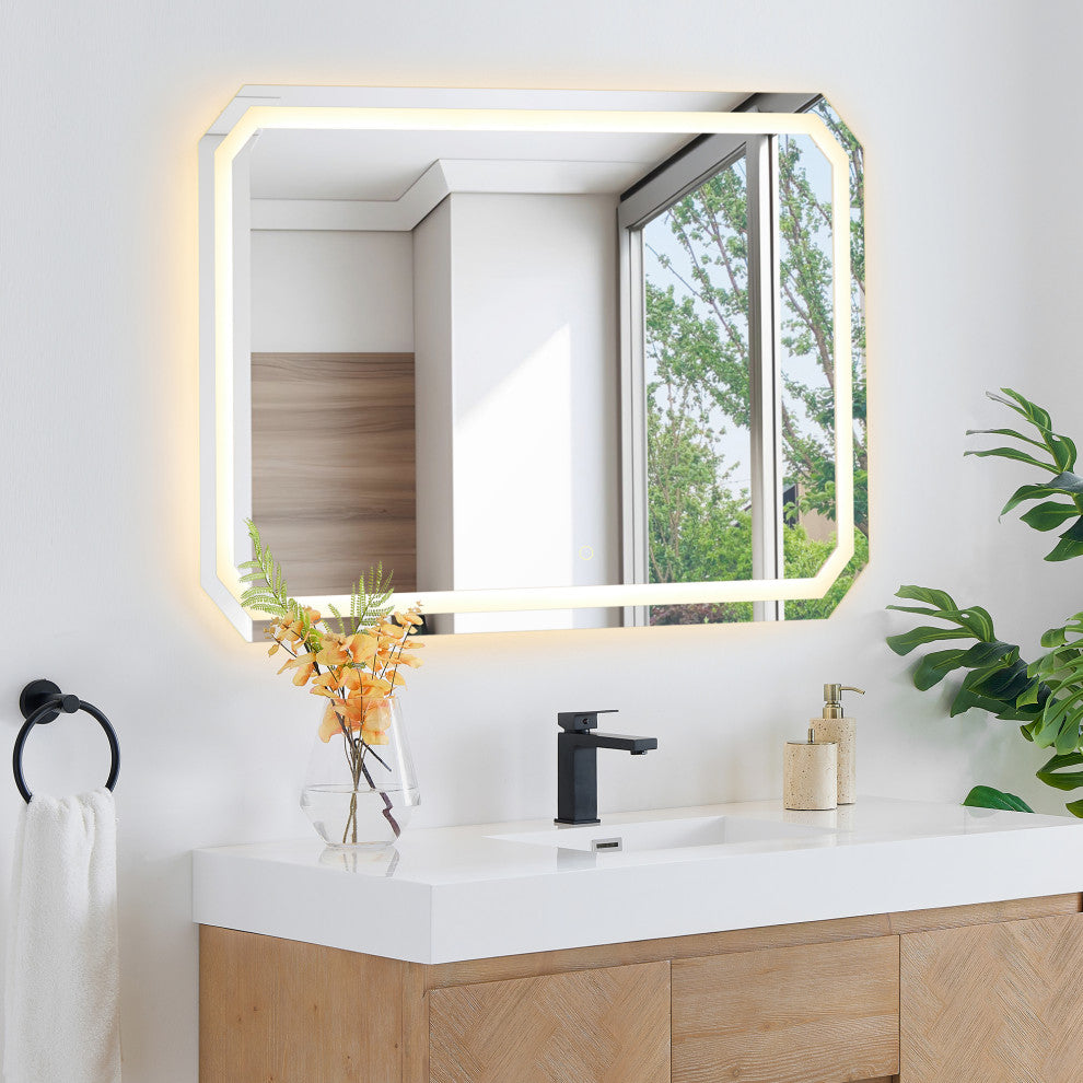 Luma Octogan Frameless LED Bathroom Vanity Mirror, 48"