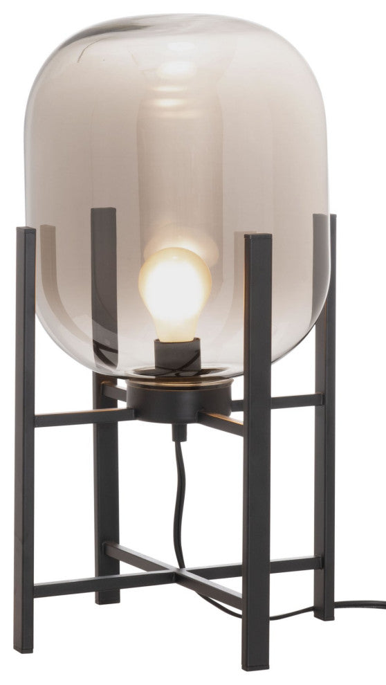 Table Lamp, Glass, Metal, Black, Kitchen Lounge Cafe Bistro Lobby Hospitality