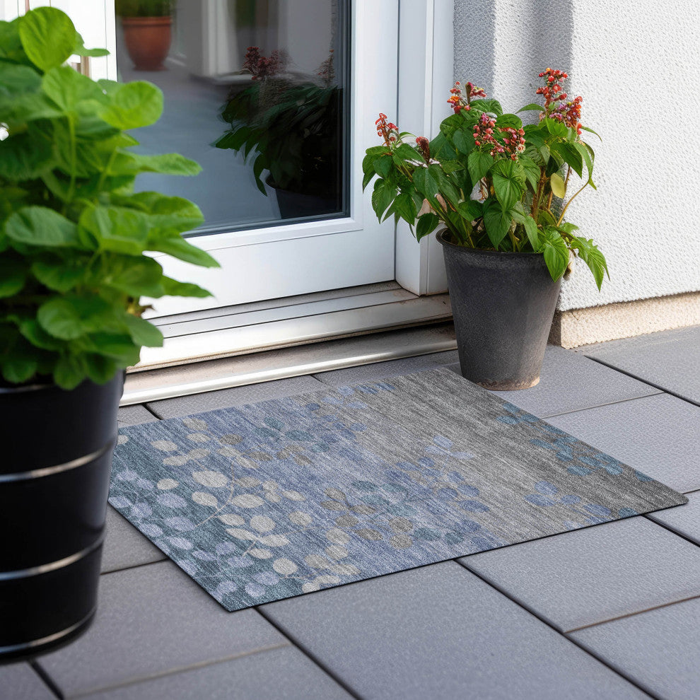 Machine Washable Indoor/Outdoor Chantille ACN1900 Denim 1'8" x 2'6" Rug