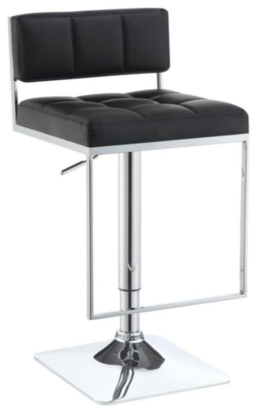 Adjustable Bar Stool, Chrome and Black