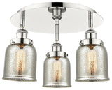 Bell-3 Light 17" Flush Mount-Polished Nickel -Silver Plated Mercury Glass Shade