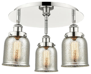 Bell-3 Light 17" Flush Mount-Polished Nickel -Silver Plated Mercury Glass Shade
