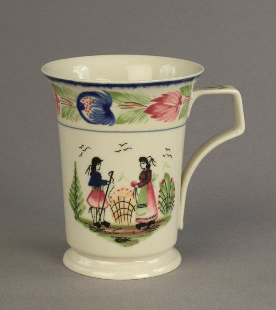 Kuehn Ceramic Decorative Quimper Design Coffee Mug, Cream