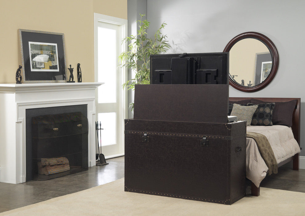 Ellis Trunk End of Bed Anyroom Lift Cabinet, Leather