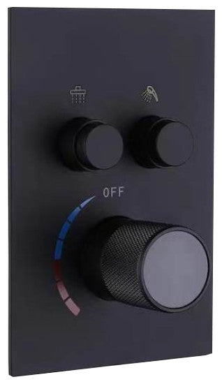 Matte Black Ceiling Mount Shower System With Thermostatic Mixer, Handheld Shower