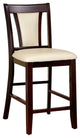 Benzara BM166180 Padded Ivory Seat Wooden Side Chair ,Set of 2, Cherry Brown