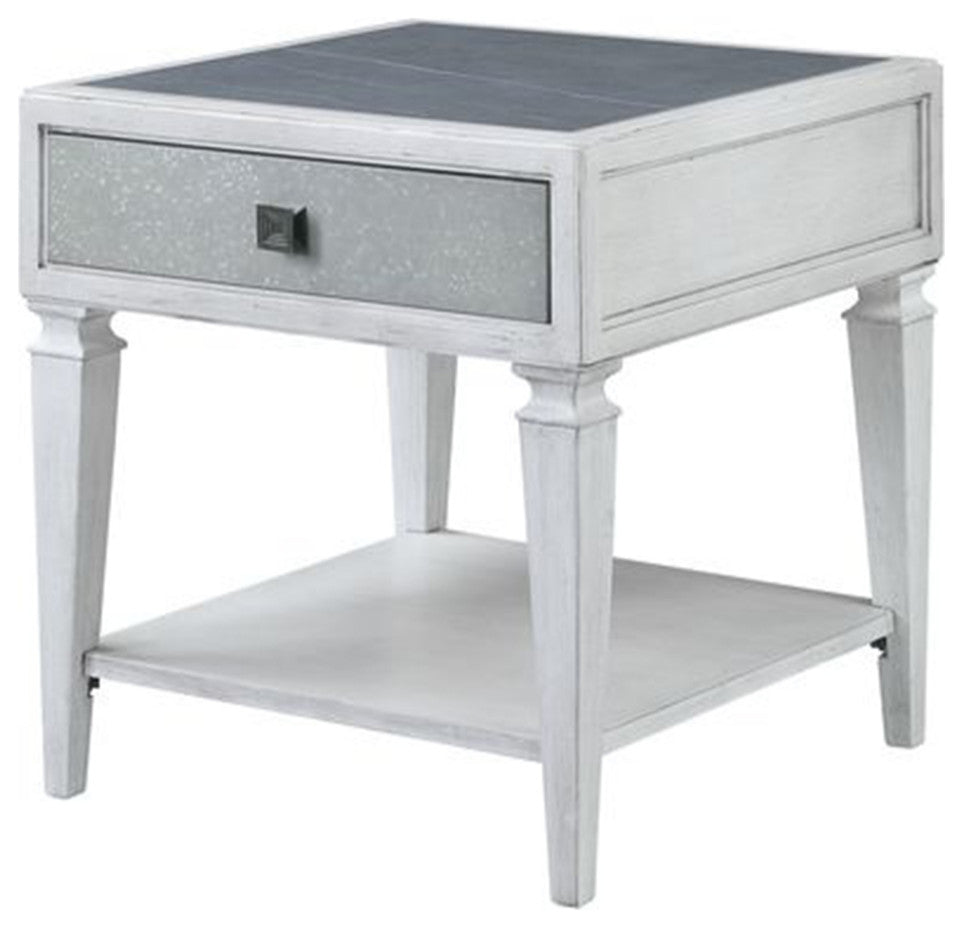 ACME Katia End Table in Rustic Gray & Weathered White Finish