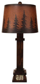 Aspen Mission Style Table Lamp With Poplar Bark Accents and Pine Tree Grove Shad