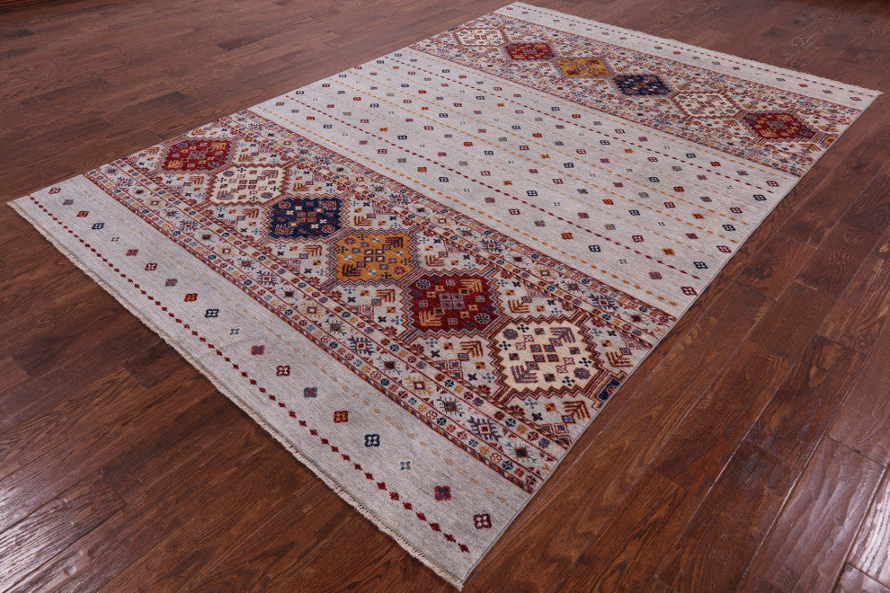 6' 5" X 9' 8" Khorjin Super Kazak Handmade Wool Rug Q5659