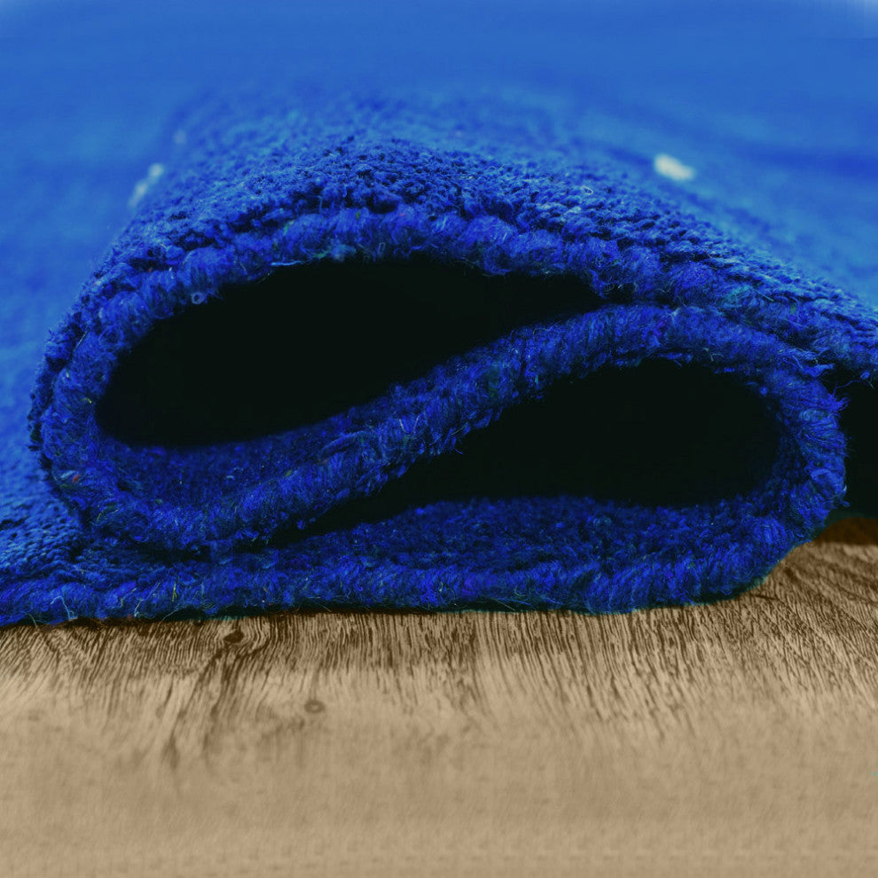 Hand Knotted Loom Silk Mix Area Rug Contemporary Blue