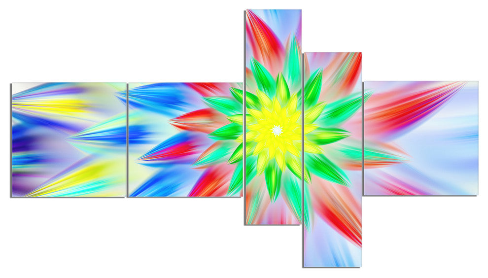 Dance of Multi Color Petals, Floral Canvas Art Print, 60"x32", 5 panels