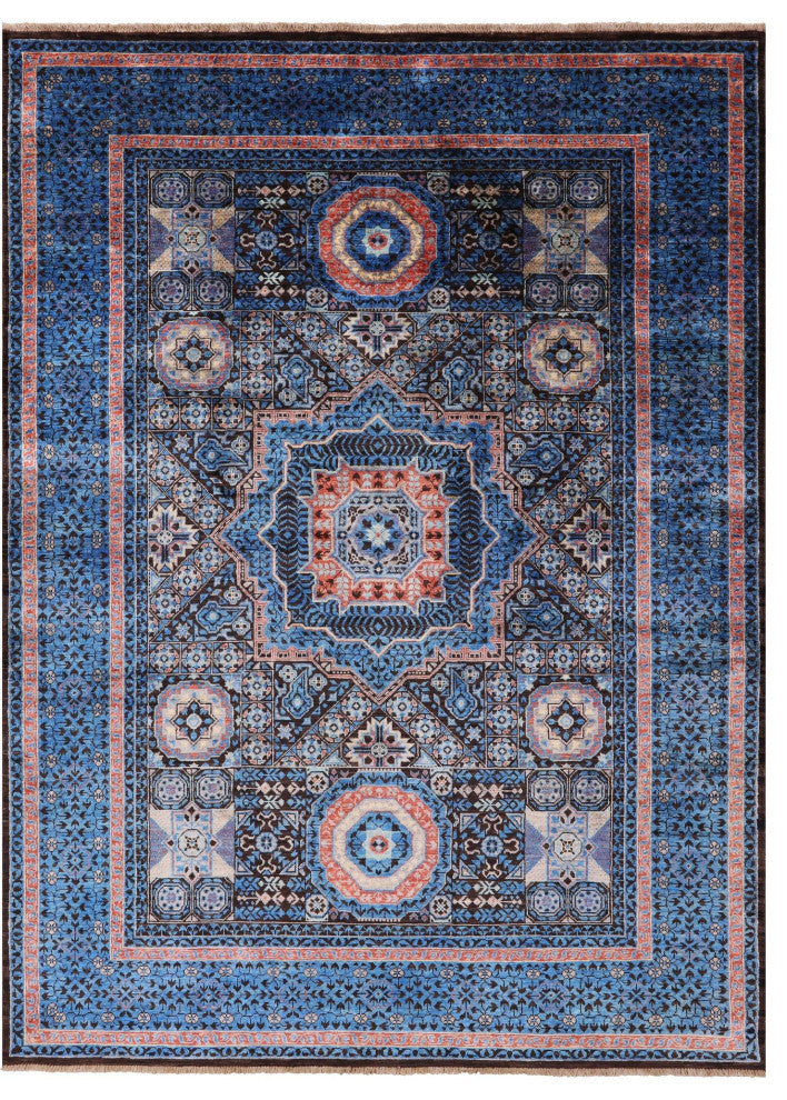 5' 8" X 7' 9" Mamluk Geometric Hand-Knotted Wool Rug - Q12277