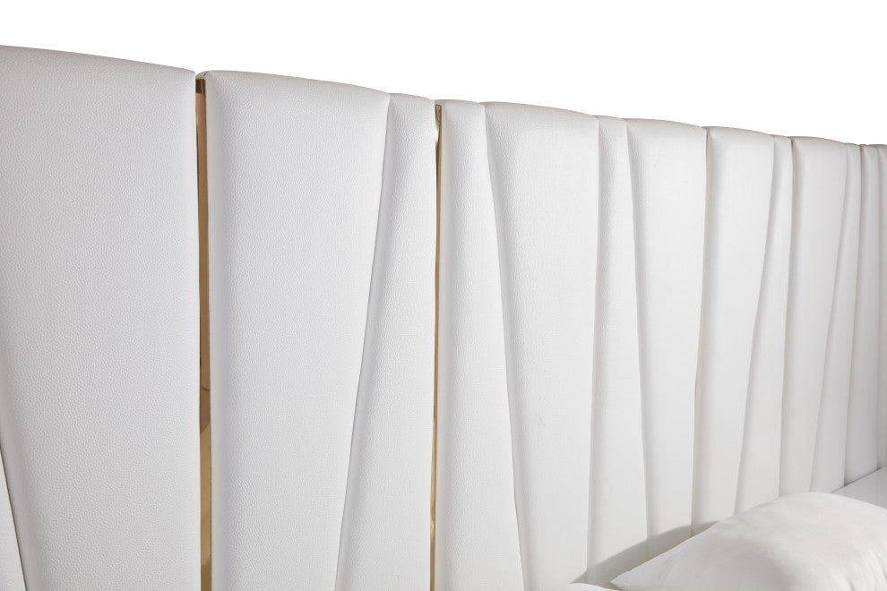 Modrest Nixa White + Rose Gold Bed + Nightstands, Eastern King
