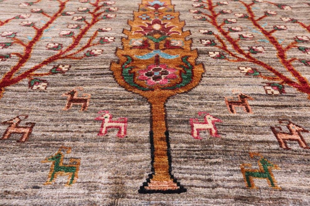 Tribal Persian Gabbeh Hand Knotted Rug 4' 10" X 6' 8" Q5306
