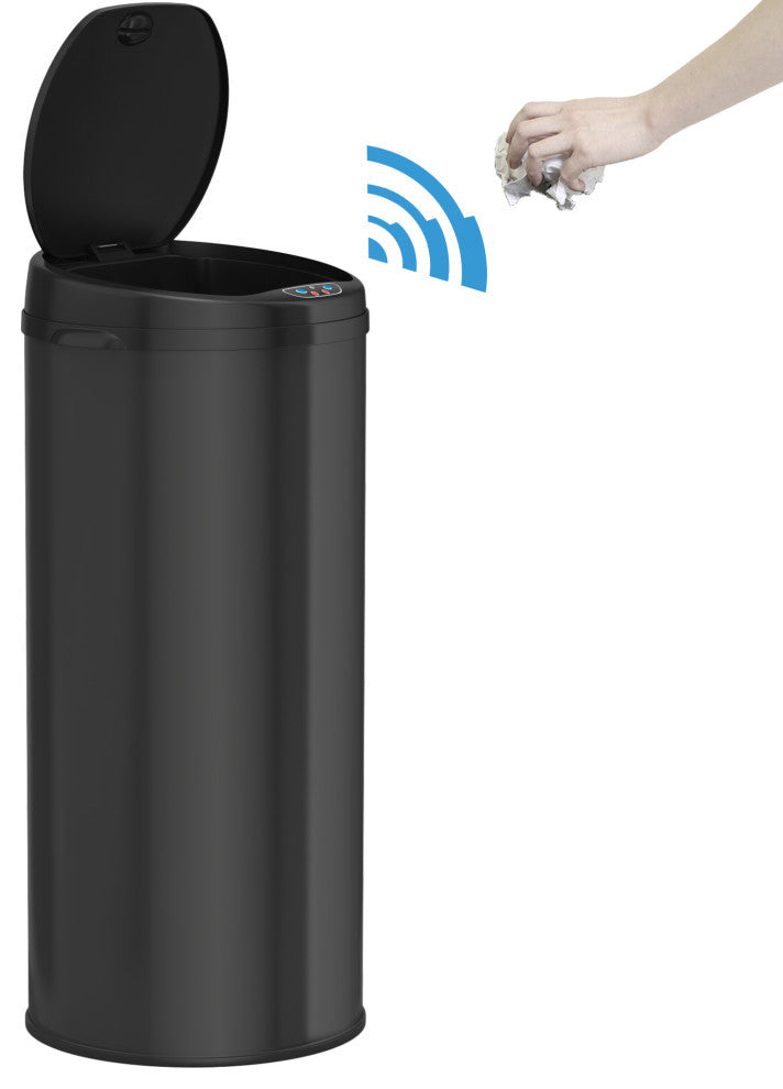 iTouchless Sensor Trash Can with AbsorbX Odor Filter, Black, 13 Gallon