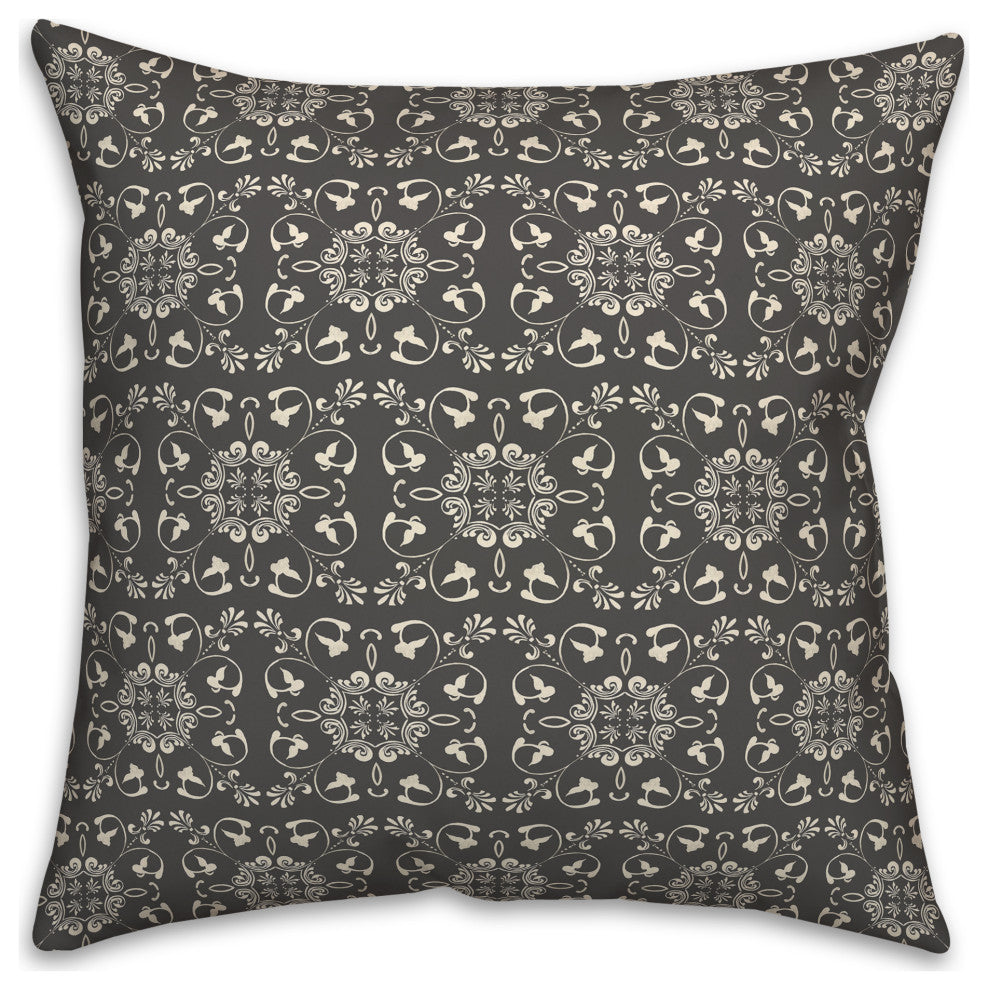 Charcoal Medallion Pattern 18x18 Spun Poly Pillow