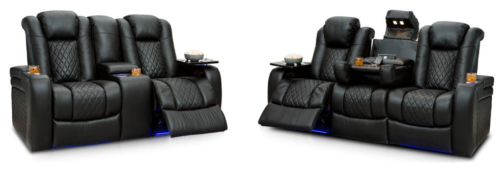 Seatcraft Anthem Home Theater Seating, Black, Sofa and Loveseat