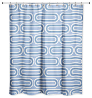 Groovy Blue Lines 71x74 Shower Curtain