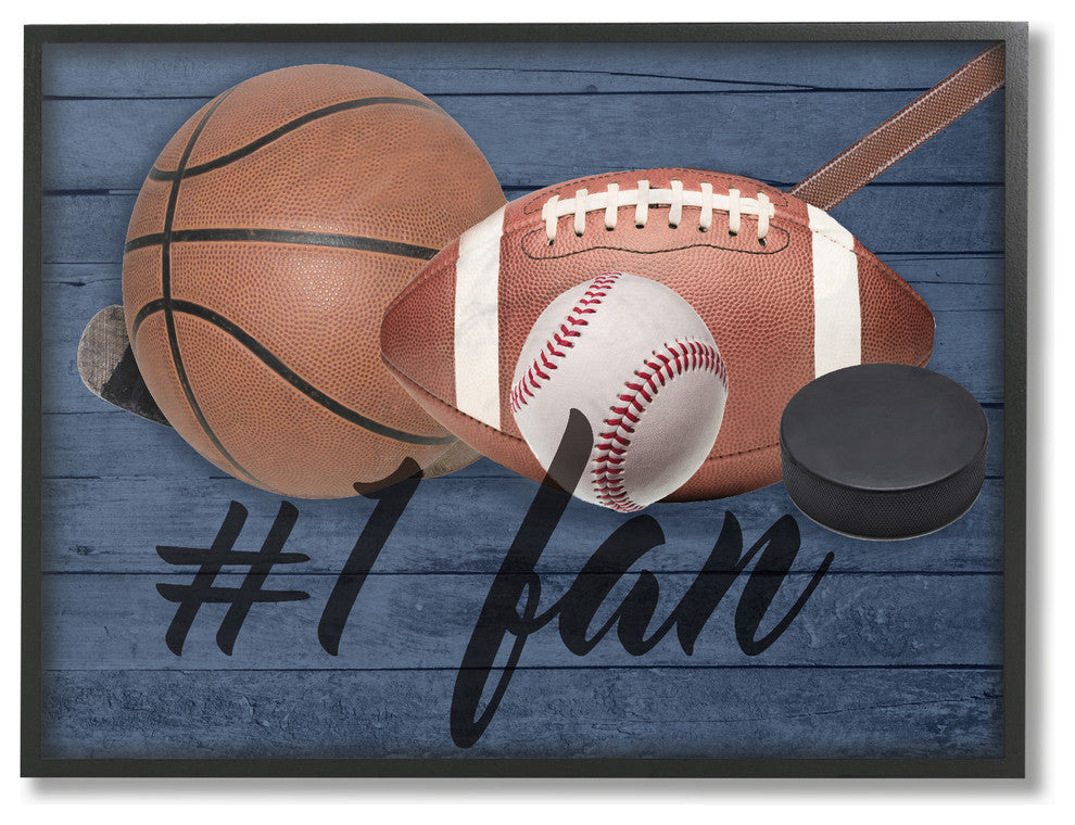 #1 Fan Sports Plank Framed Giclee Texturized Art, 16x20