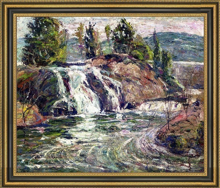 Ernest Lawson A Waterfall Framed Premium Canvas Print, 20"x25"